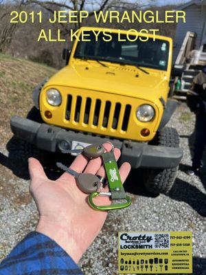 New key cut for a 2011 Jeep Wrangler after all keys were lost