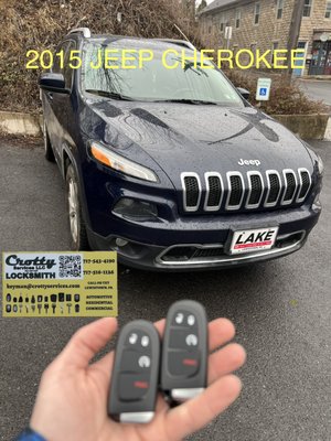 Key fobs for a 2015 Jeep Cherokee cut on site